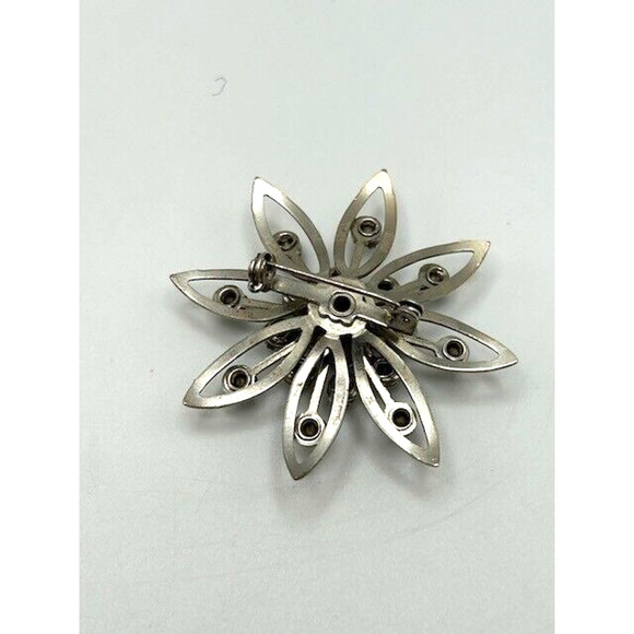 Vintage Blue Rhinestone Accented Brooch Pin 2 Inches With Box - Picture 2 of 5